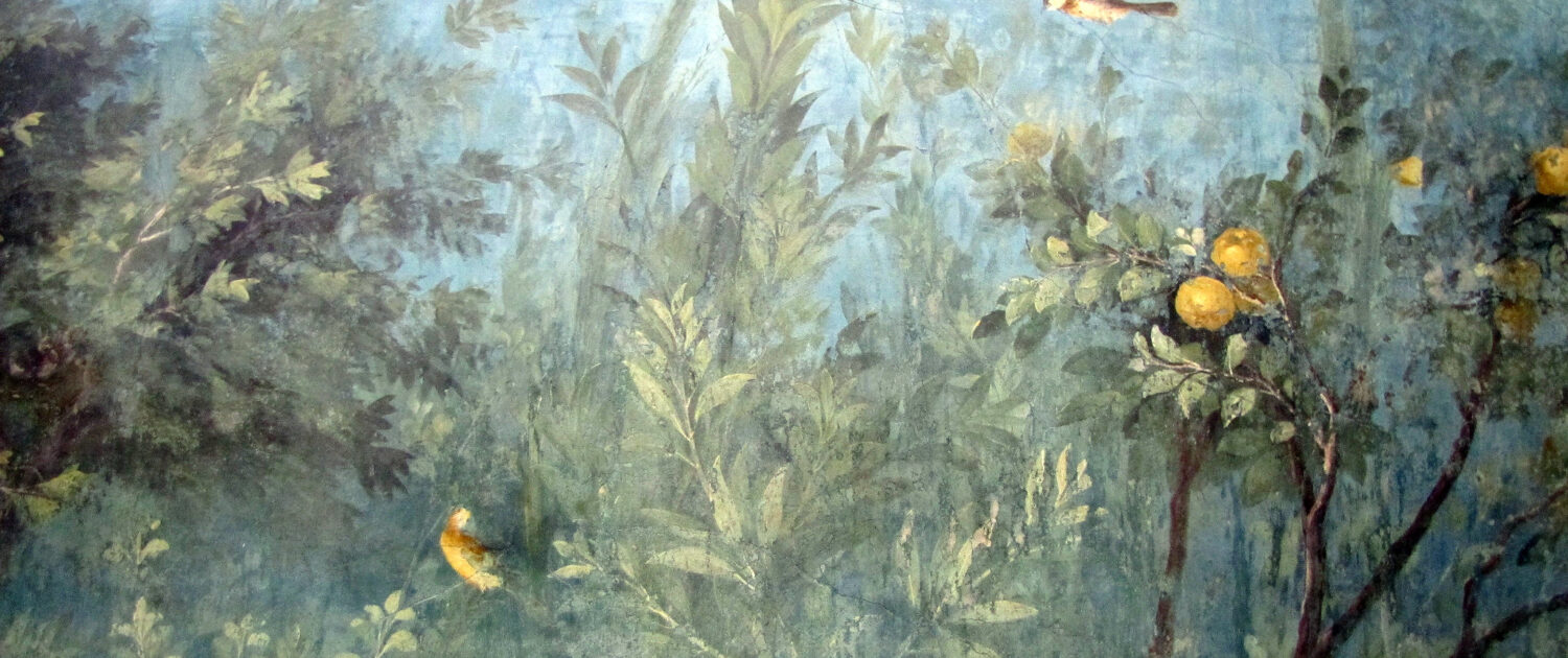 Painted Garden, Villa of Livia, detail with woods - profzucker primo giardino Livia